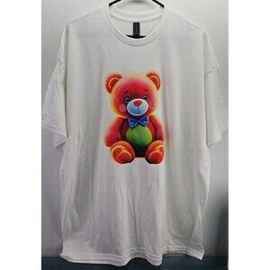 Teddy Bear Men's or Female White T-Shirt bright color teddy XXL